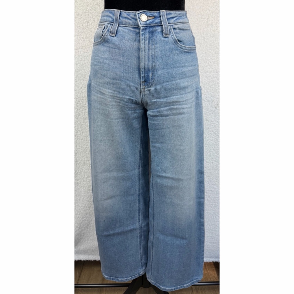 JUST BLACK DENIM • Blue Light Wash High-Waisted Wide-Leg Jeans, 25 - Picture 2 of 14